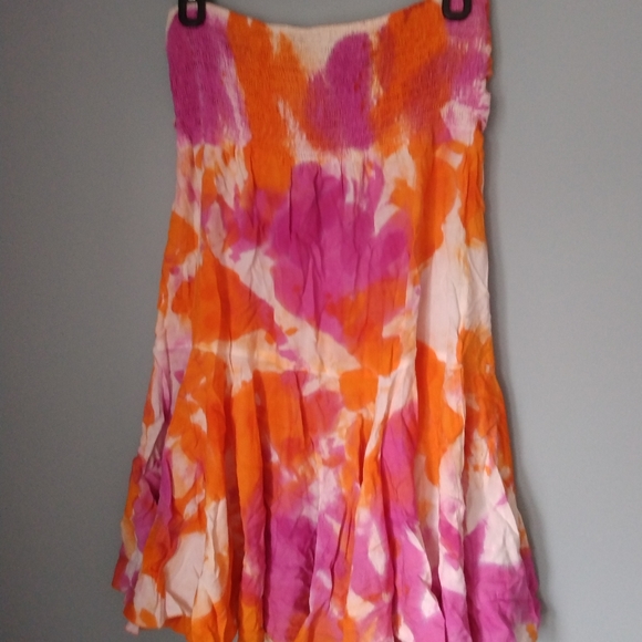 Fun Summer Skirt Floral with Back Front Ties Shirring waist - Picture 3 of 5